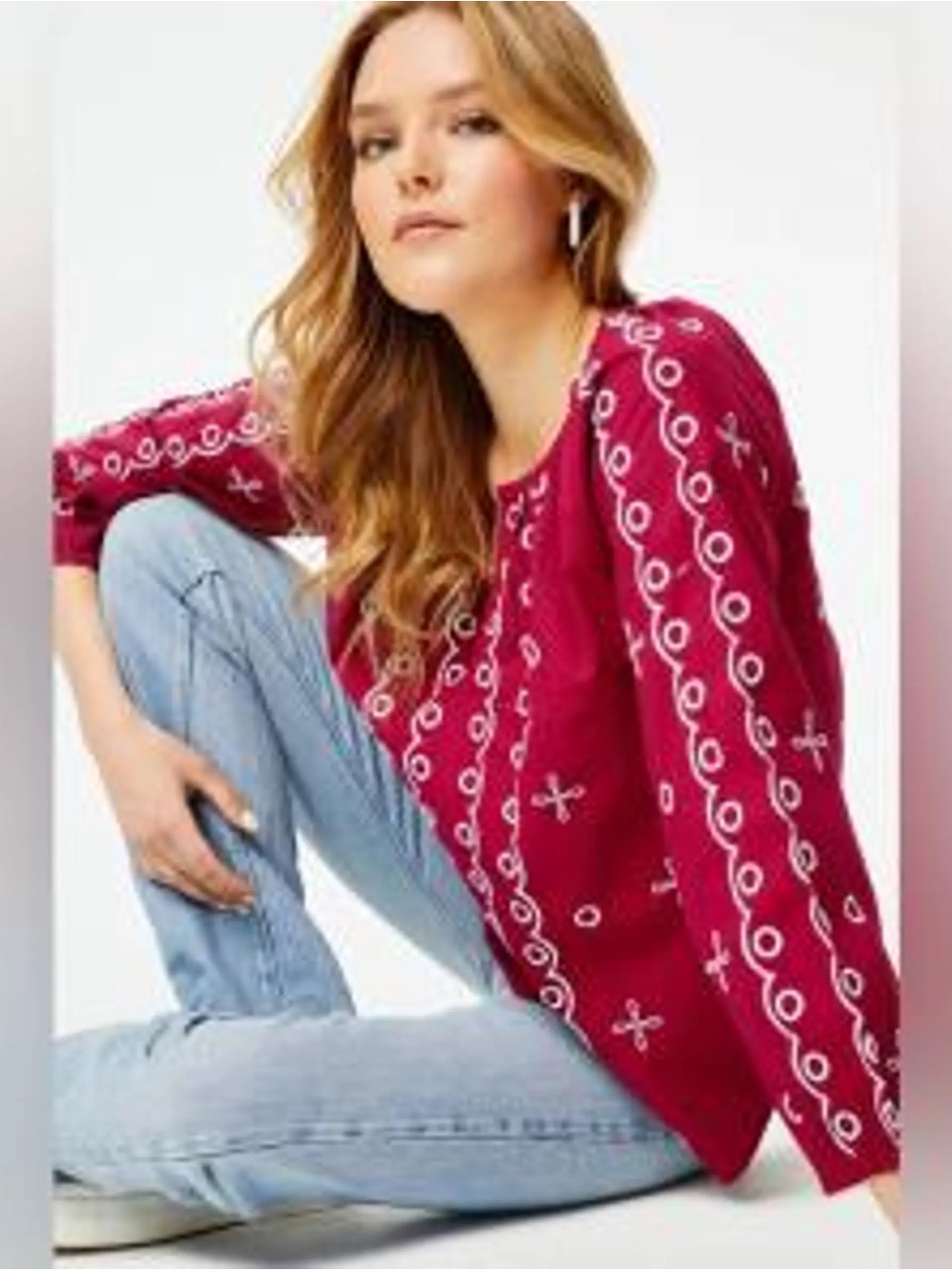 Roller Rabbit Berry Embroidered Peasant Blouse